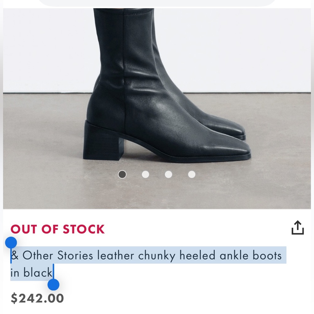 & Other Stories Black Leather Chunky Heel Ankle Boots Women’s Size 6 $245 - Picture 2 of 12